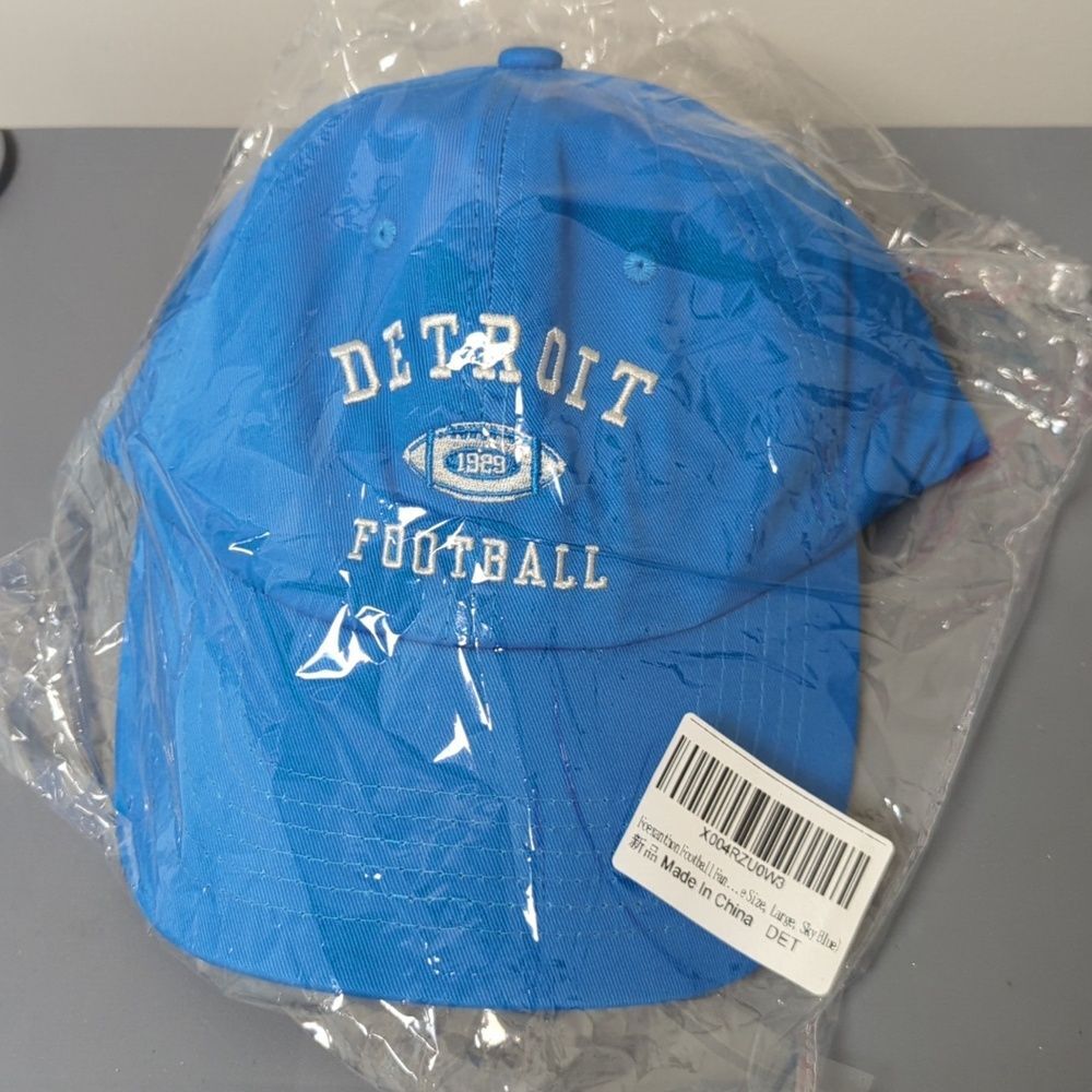 Detroit Football Fan Cap Hat Sky Blue Size L